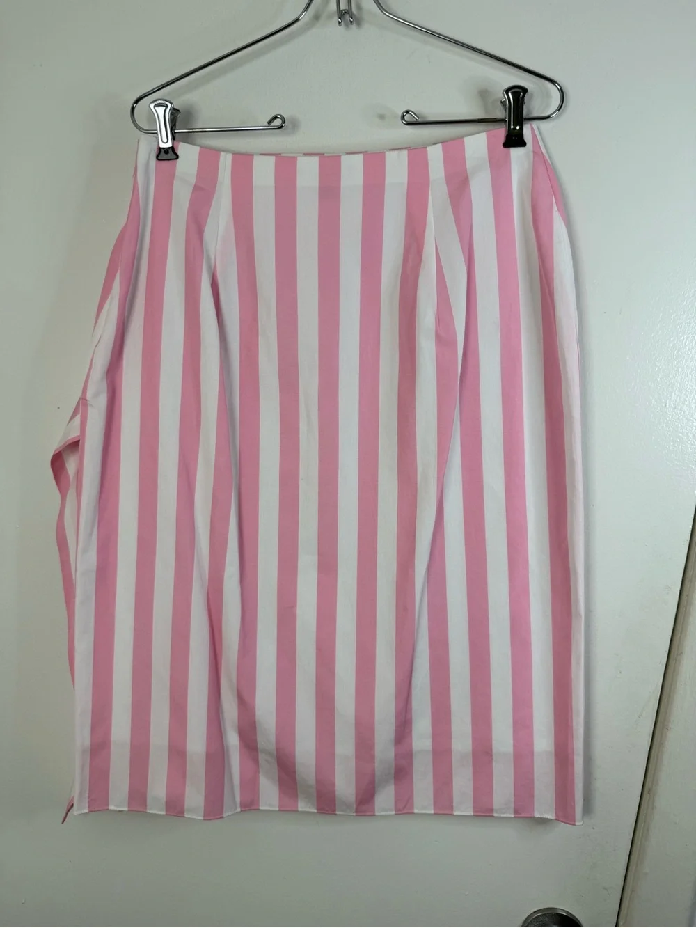 J.Crew, Thomas Mason, pink & white striped ruffle drape, cotton pencil skirt 8 - Picture 5 of 12